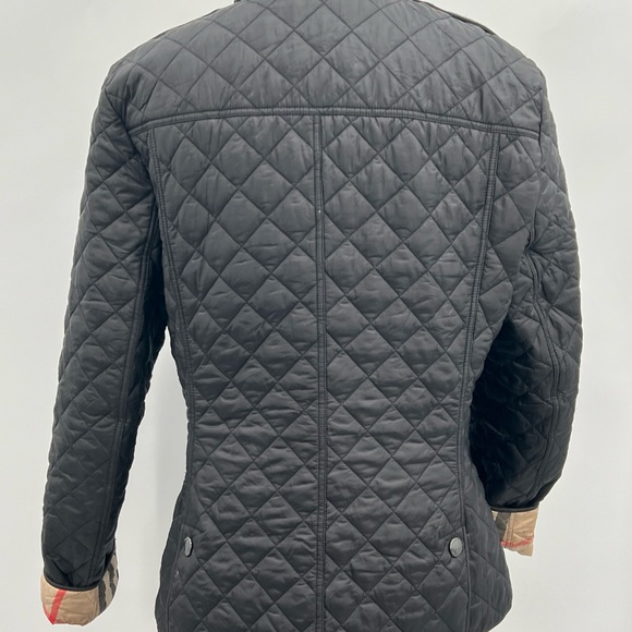 Burberry London England Women's Quilted Black Utility Nova Check Lined Jacket ~L - Picture 8 of 16